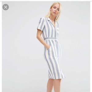 ASOS Shirt Sleeve Shirt Dress in Stripe